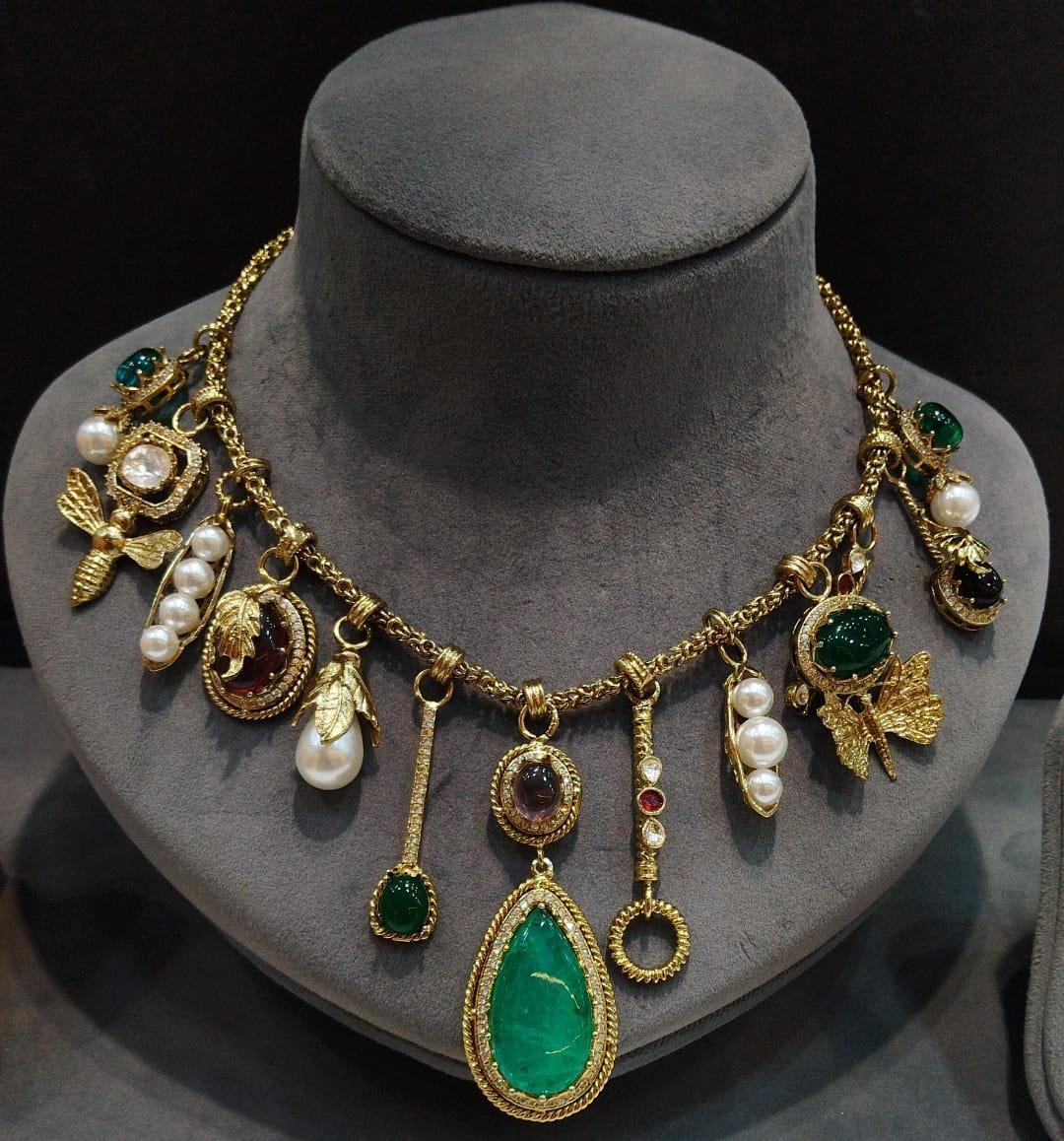 Sabyasachi - Inspired Emerald and Pearl Trending Designer Jewelry Set - MR Jewels