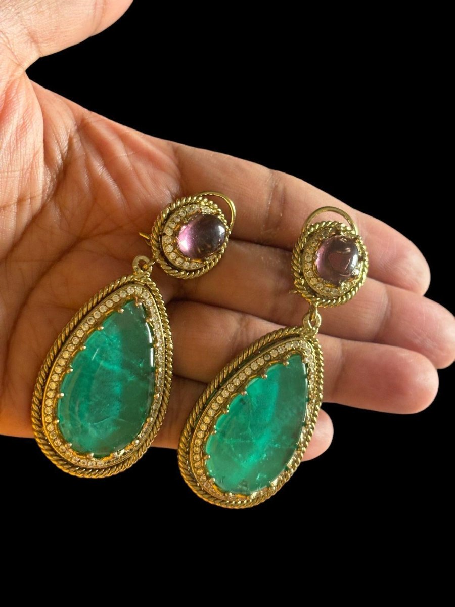 Sabyasachi - Inspired Emerald and Pearl Trending Designer Jewelry Set - MR Jewels