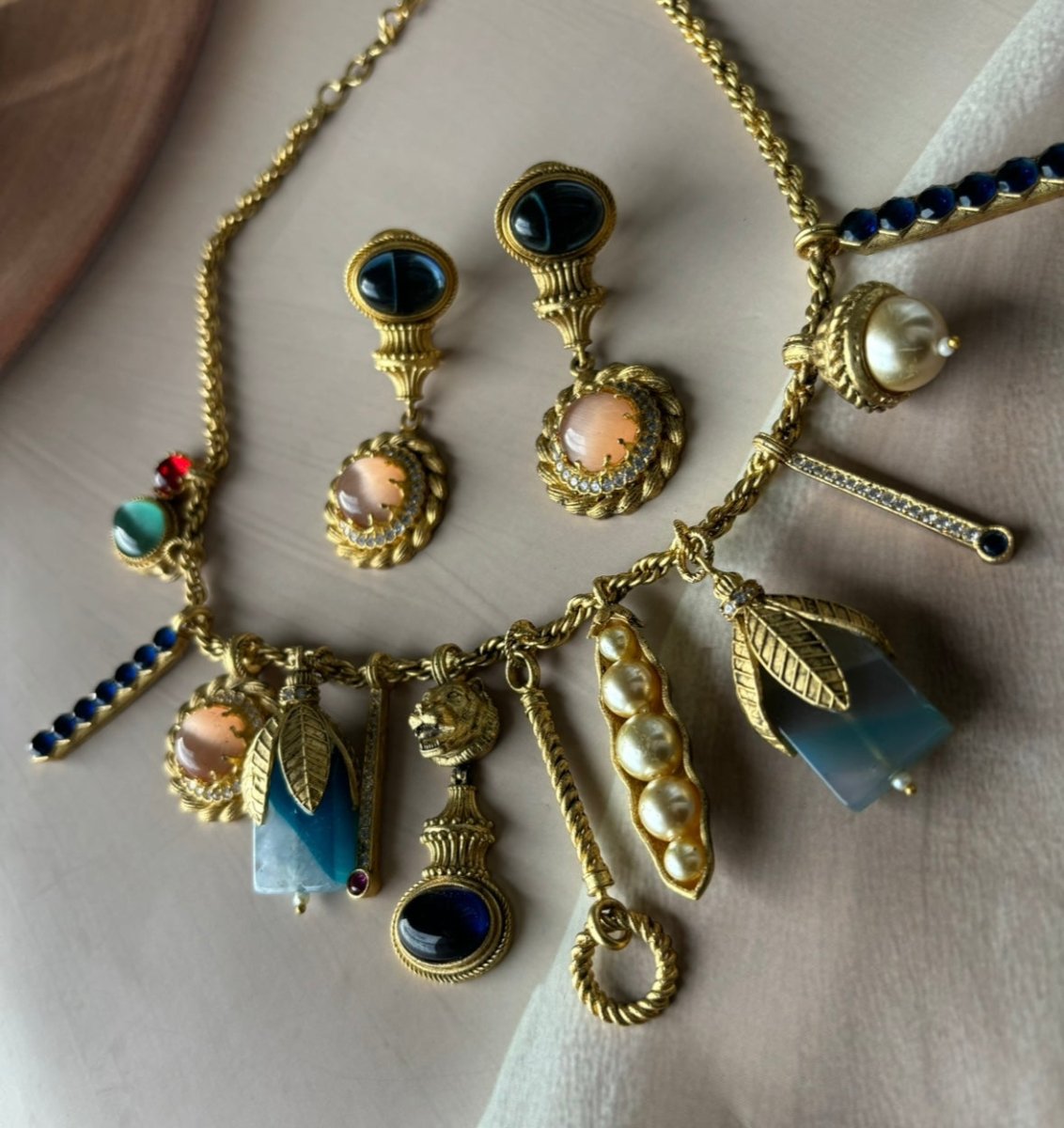 Sabyasachi - Inspired Gemstones Necklace Set - MR Jewels