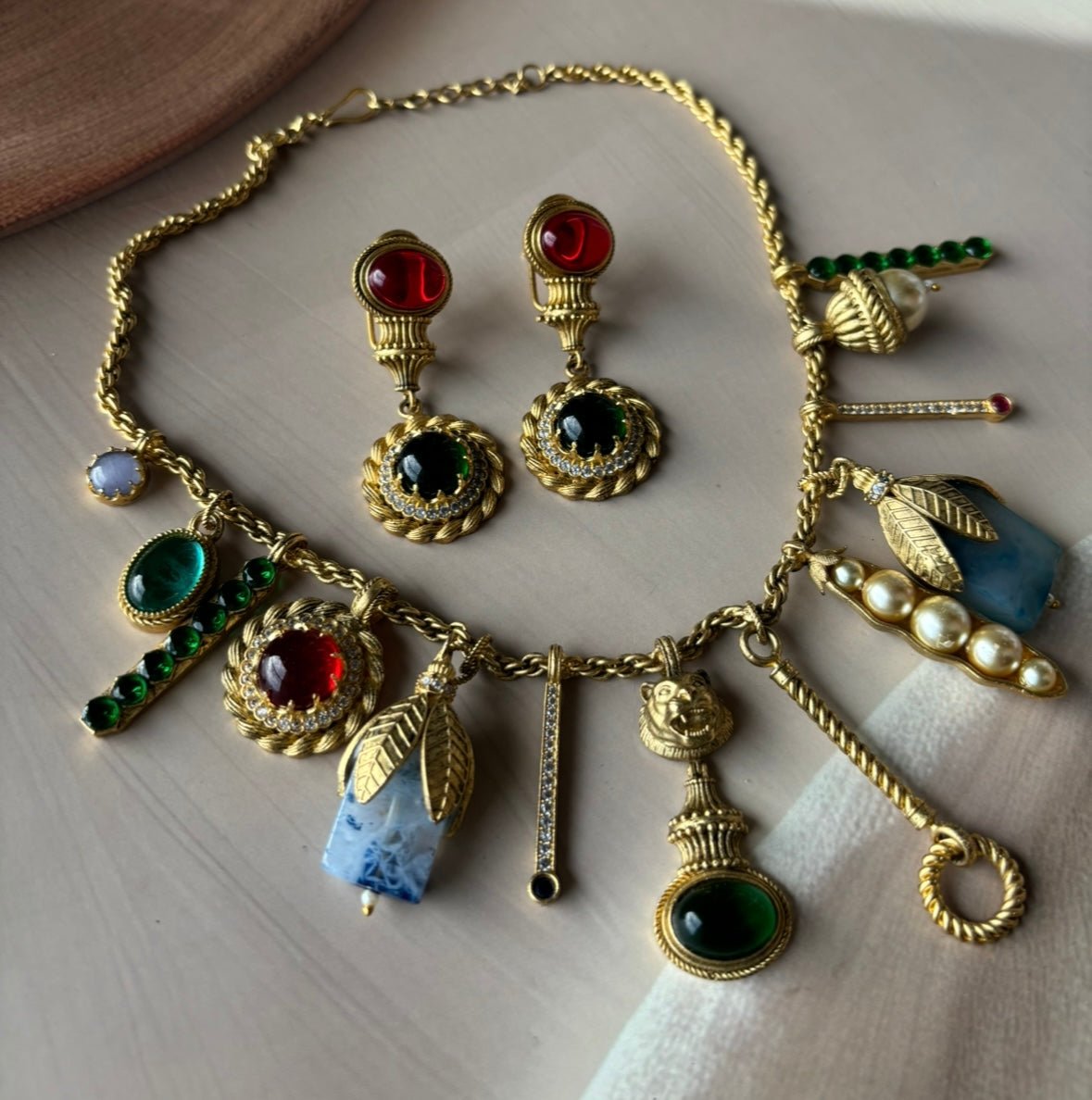 Sabyasachi - Inspired Gemstones Necklace Set - MR Jewels