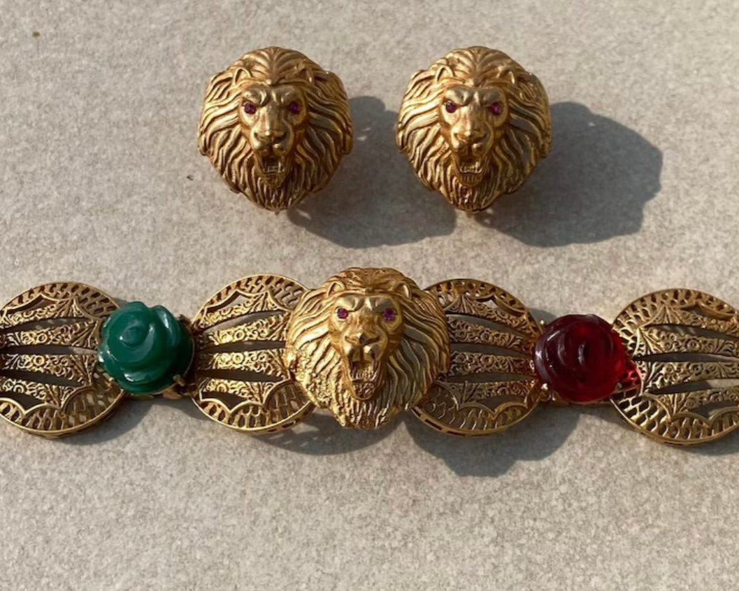 Sabyasachi - Inspired Navratan Lion Choker Necklace /Headband - MR Jewels