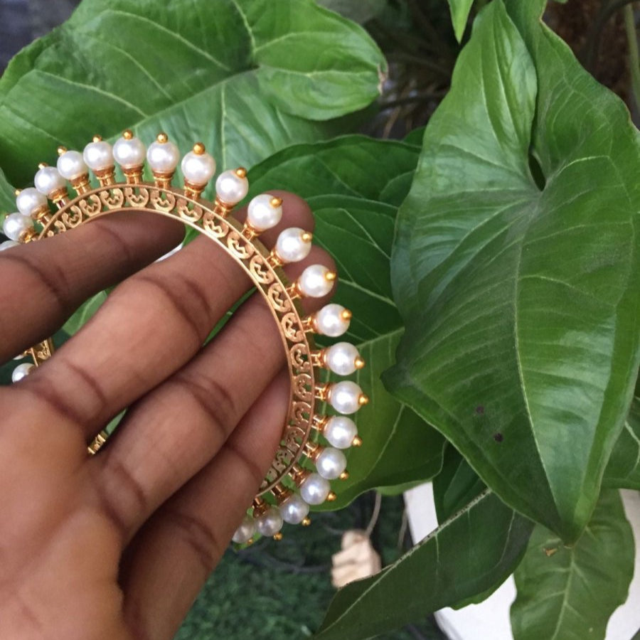 Samyukta Pearl Crescent Bangle - 1 - MR Jewels