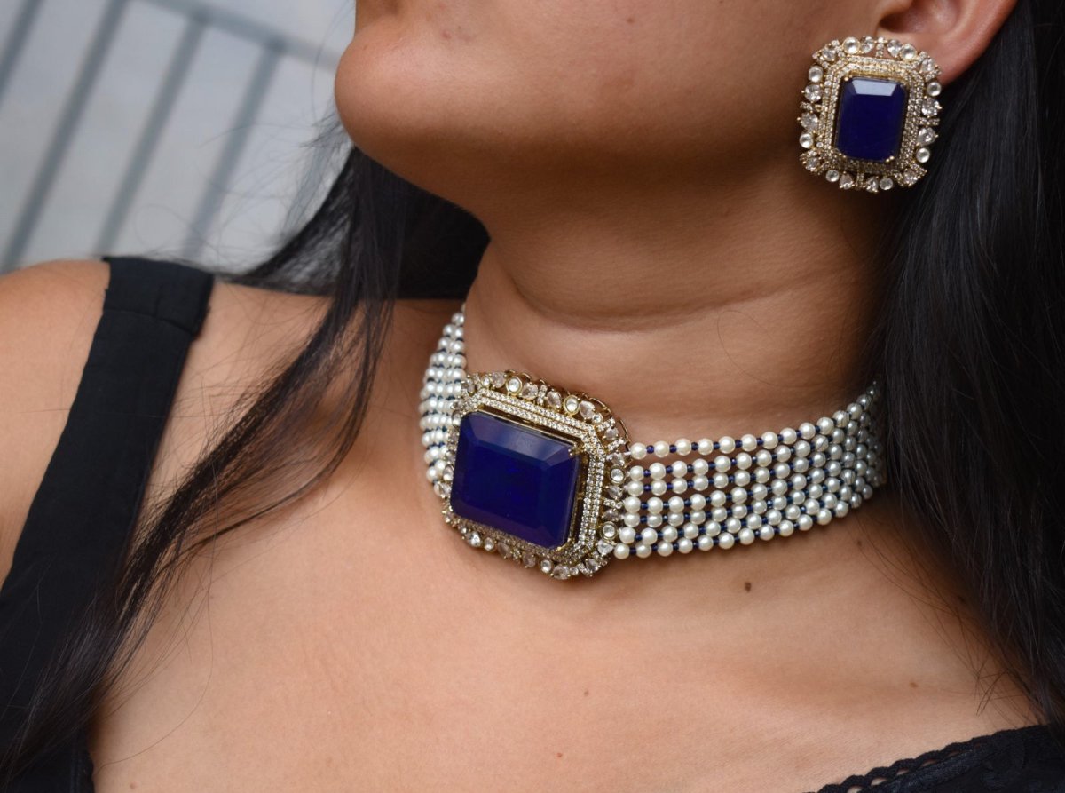 Sanya Twilight Choker Set with Earrings - MR Jewels