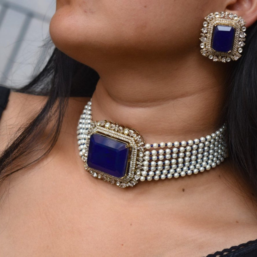 Sanya Twilight Choker Set with Earrings - MR Jewels