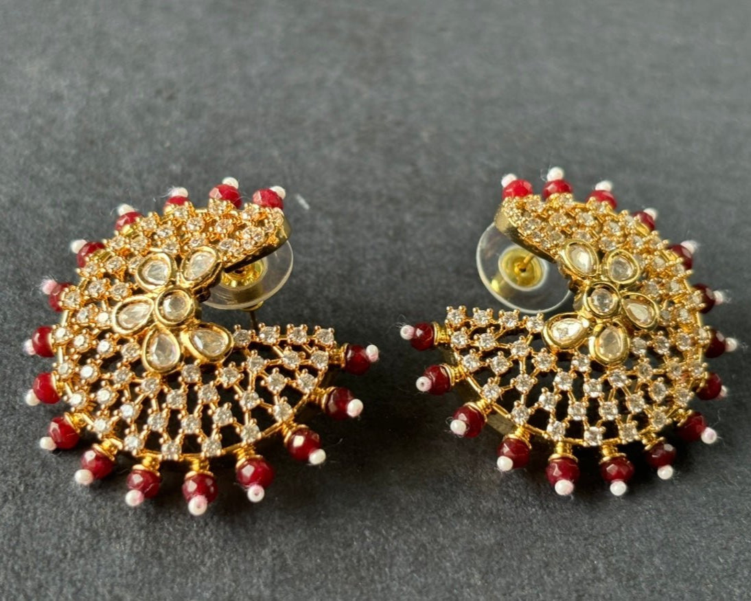 Scarlet Blossom Drop Studs - MR Jewels