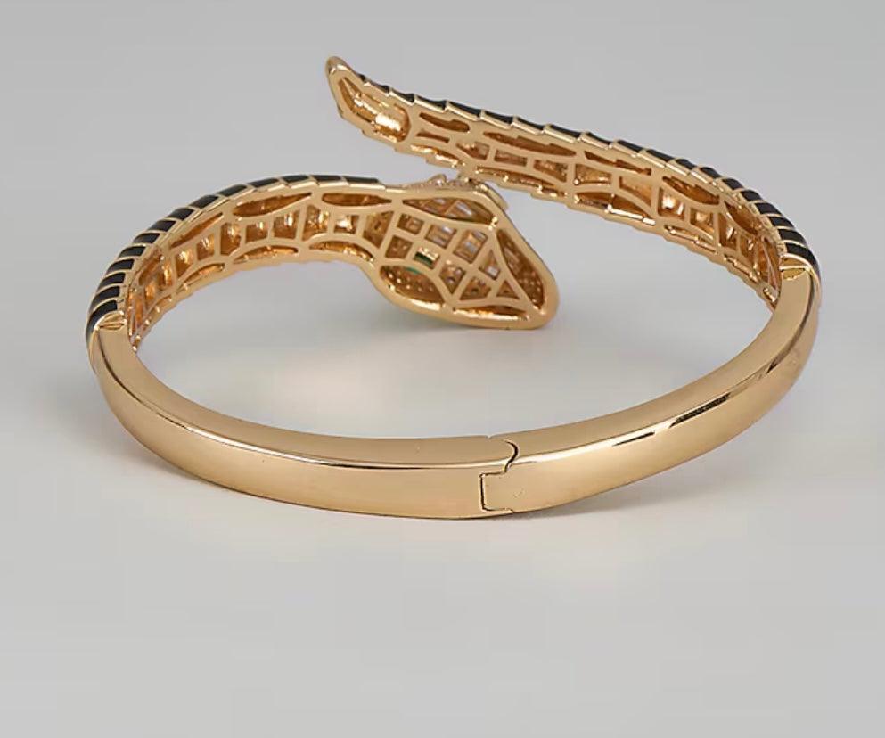 Snake Designed Gold Plated Kada Bangles - MR Jewels