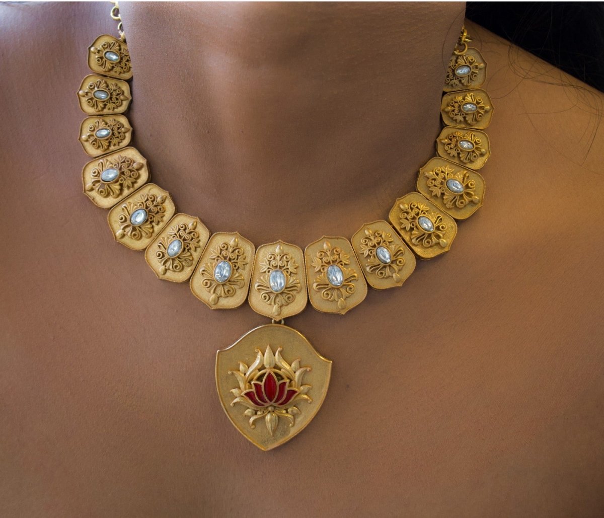 Statement Royal Lotus Necklace Set - MR Jewels