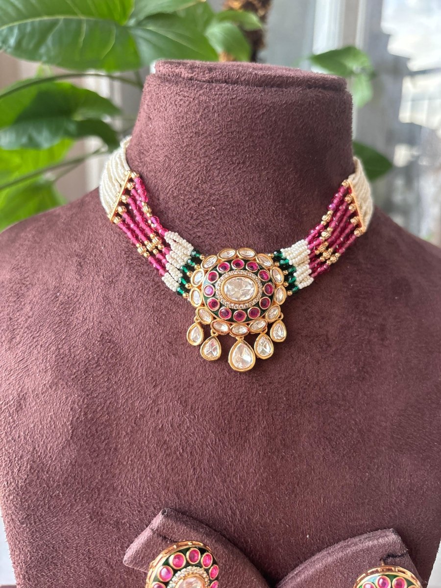 Stunning Meenakari choker - Intricate Detailing - MR Jewels