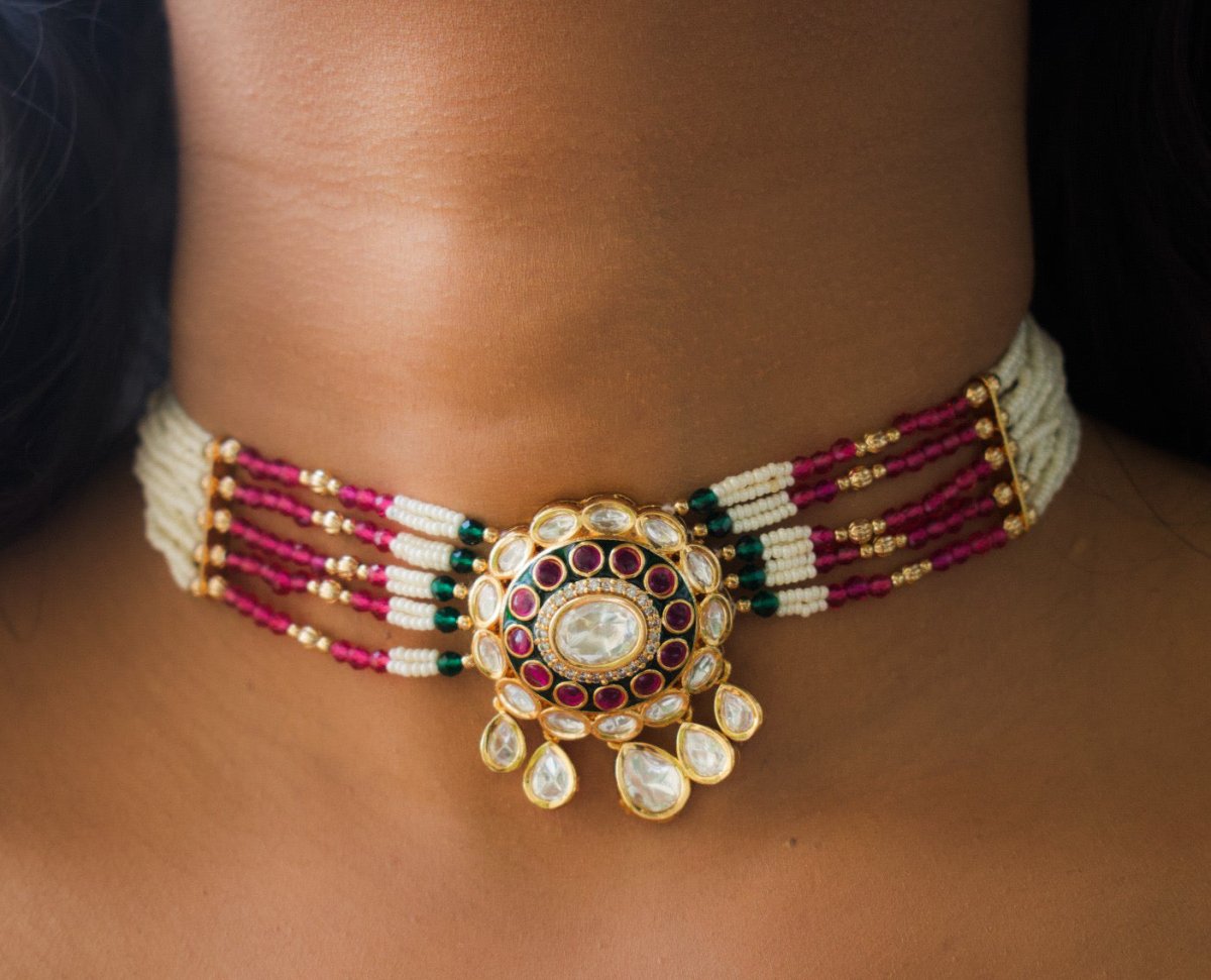 Stunning Meenakari choker - Intricate Detailing - MR Jewels