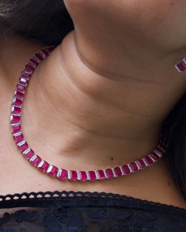 Swarovski Ruby Luxe Necklace Set - MR Jewels