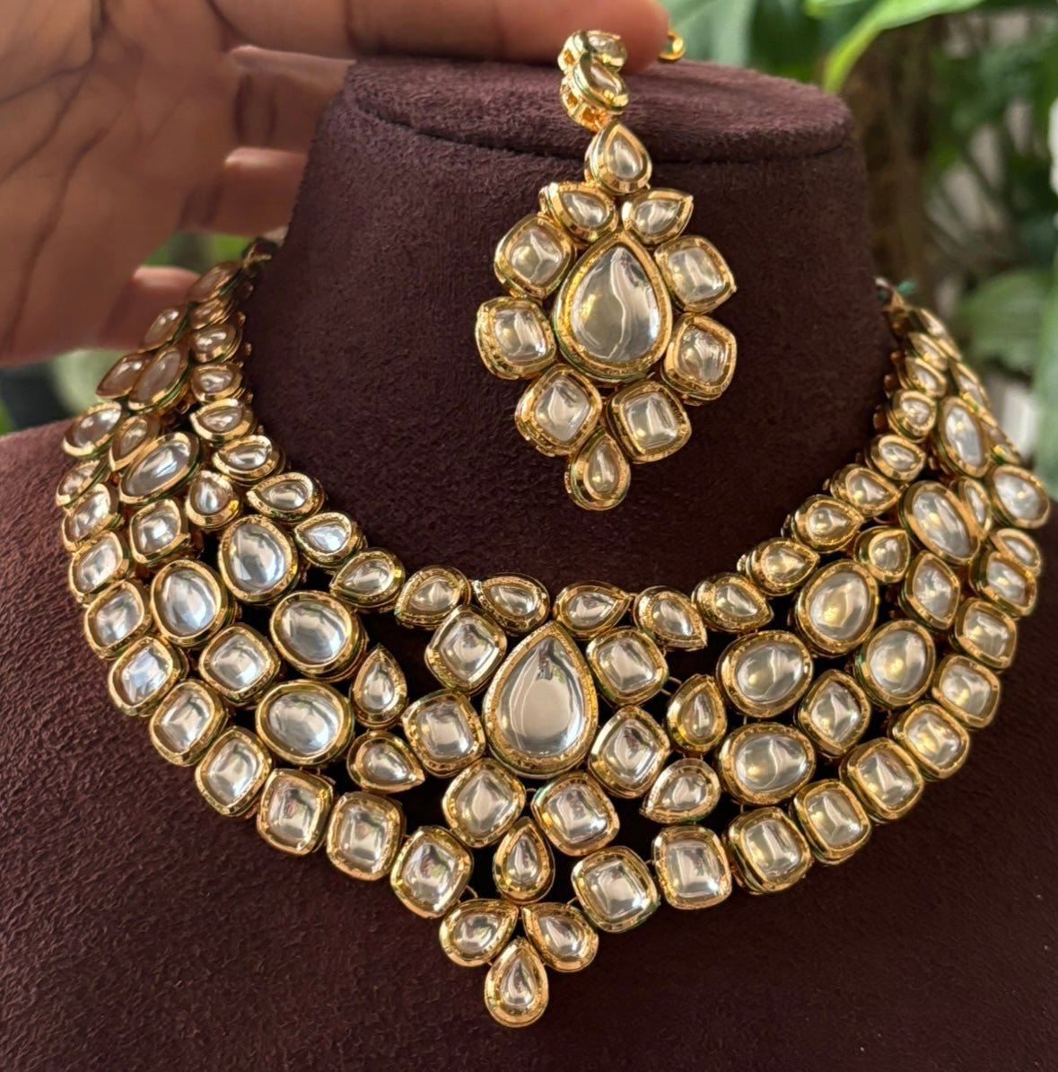 Tarani Polki Necklace Set with maangtikaa and earrings - MR Jewels