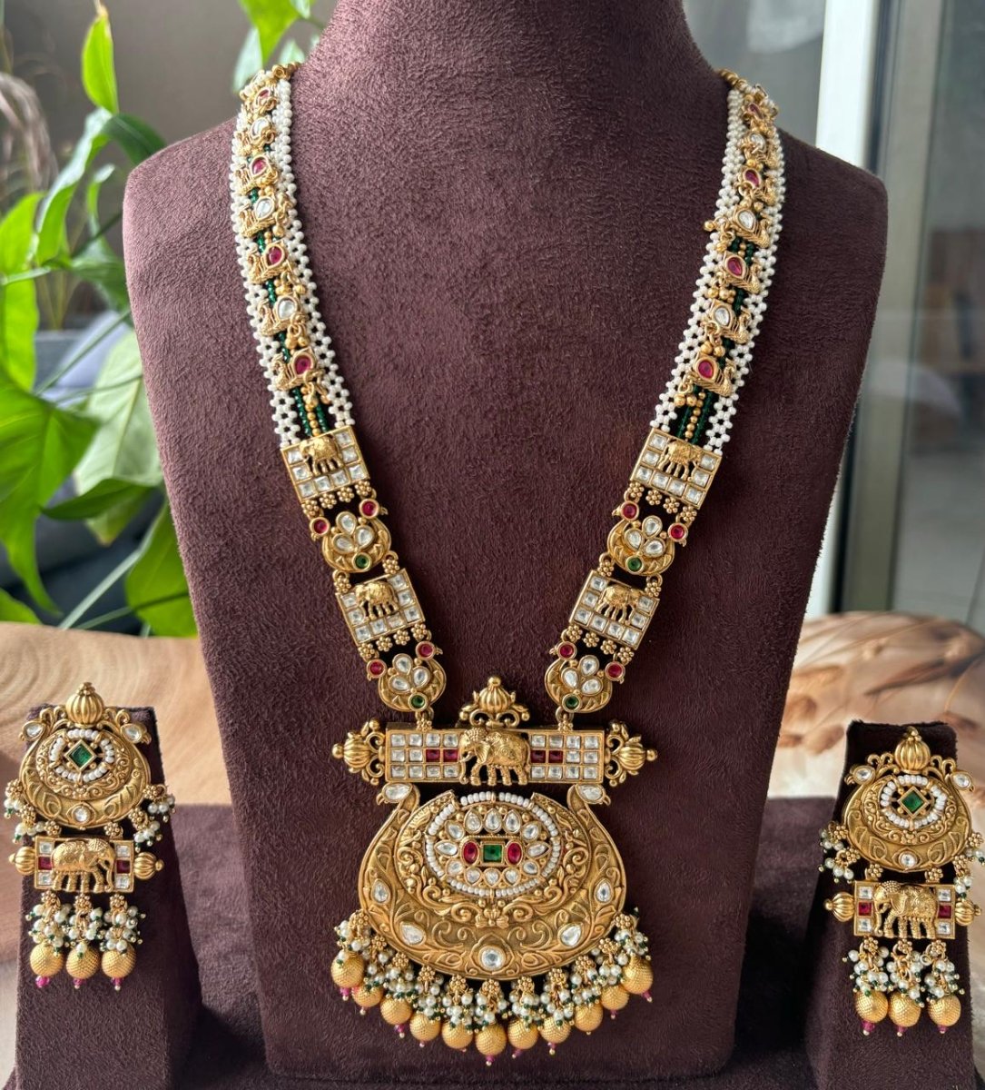 Tradional Rajwadi Elephant Necklace Set - MR Jewels