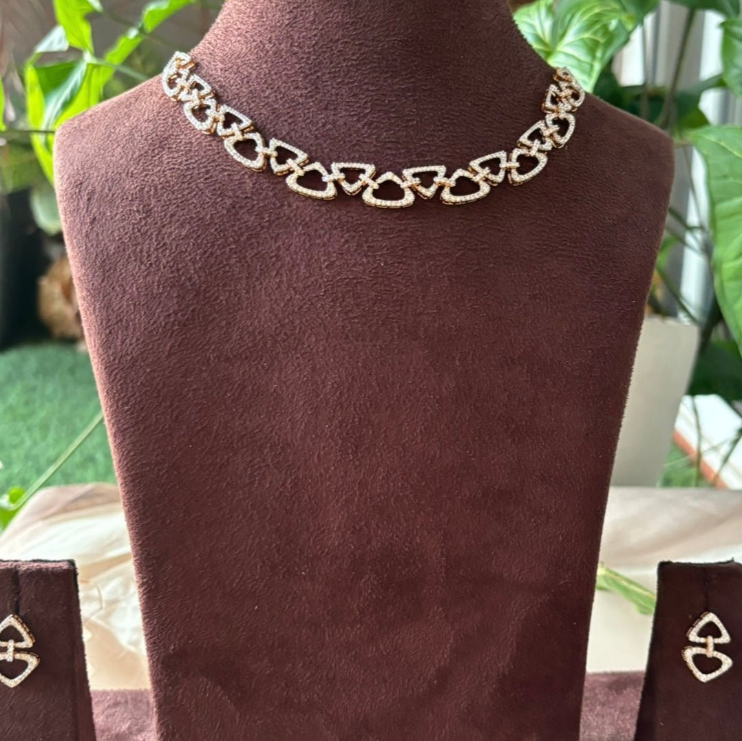 Triangular Elegance Diamond - Cut Necklace Set - MR Jewels