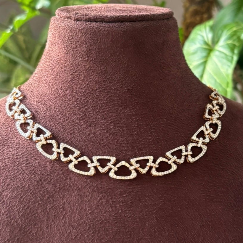Triangular Elegance Diamond - Cut Necklace Set - MR Jewels