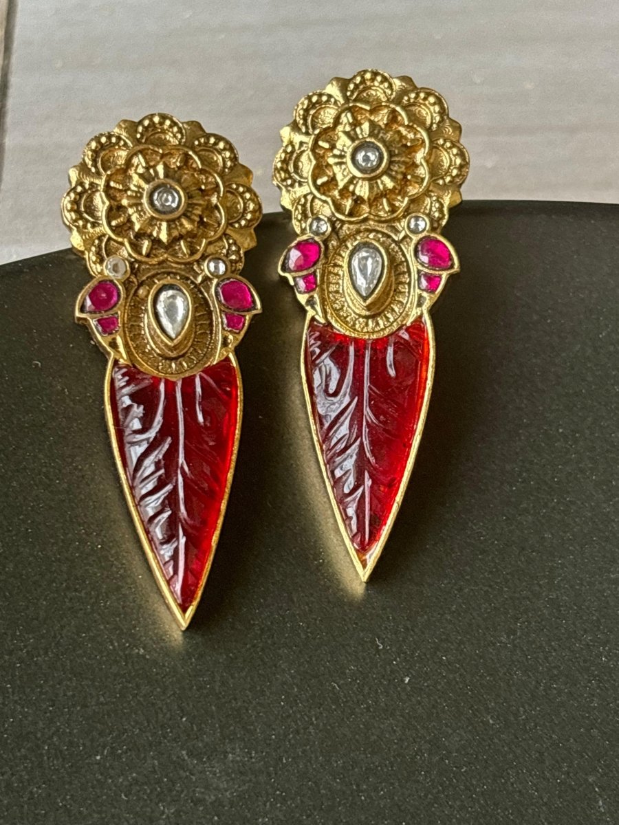 Tribe Amarapali Inspired carved stone Earrings - MR Jewels