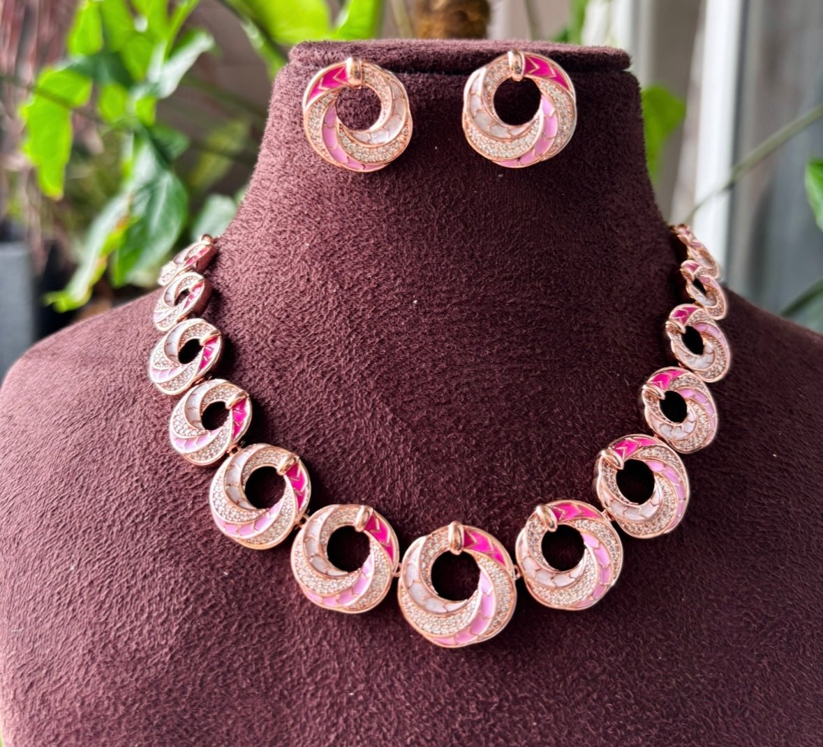 Twilight Swirl Meenakari Necklace Set - MR Jewels