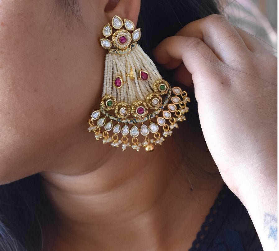 Uncut kundan Designer Earrings - MR Jewels