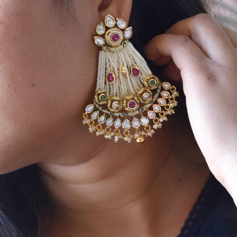 Uncut kundan Designer Earrings - MR Jewels