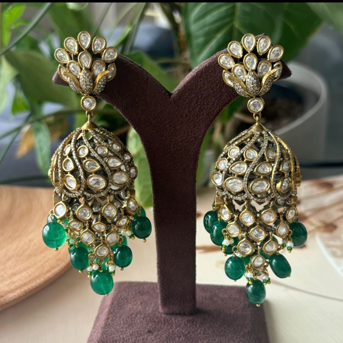 Uncut Polki Diamond long jhumka - MR Jewels