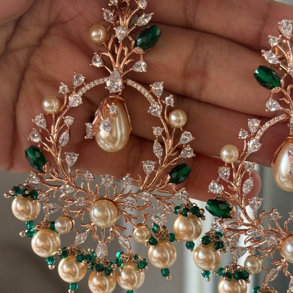 Verdant Elegance Pearl Chandeliers - MR Jewels