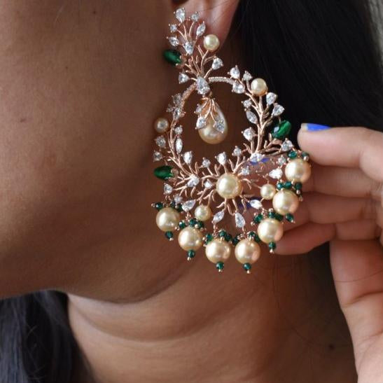 Verdant Elegance Pearl Chandeliers - MR Jewels