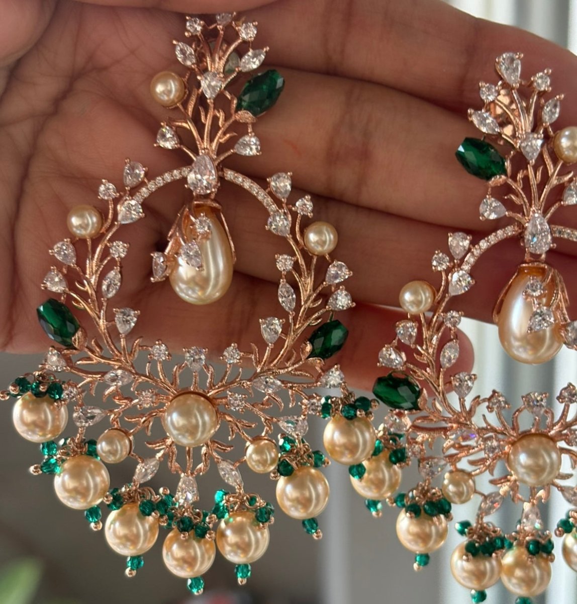 Verdant Elegance Pearl Chandeliers - MR Jewels