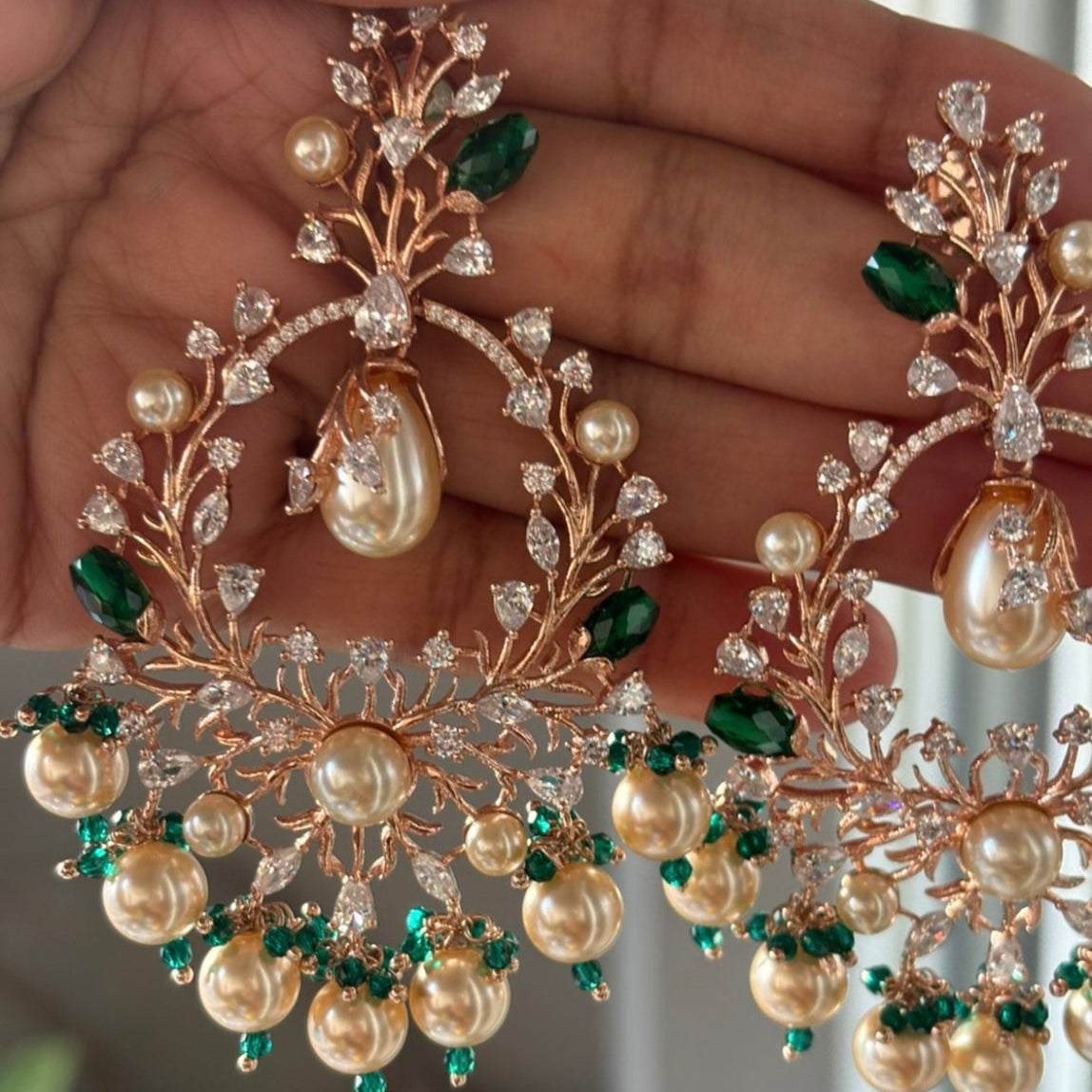 Verdant Elegance Pearl Chandeliers - MR Jewels