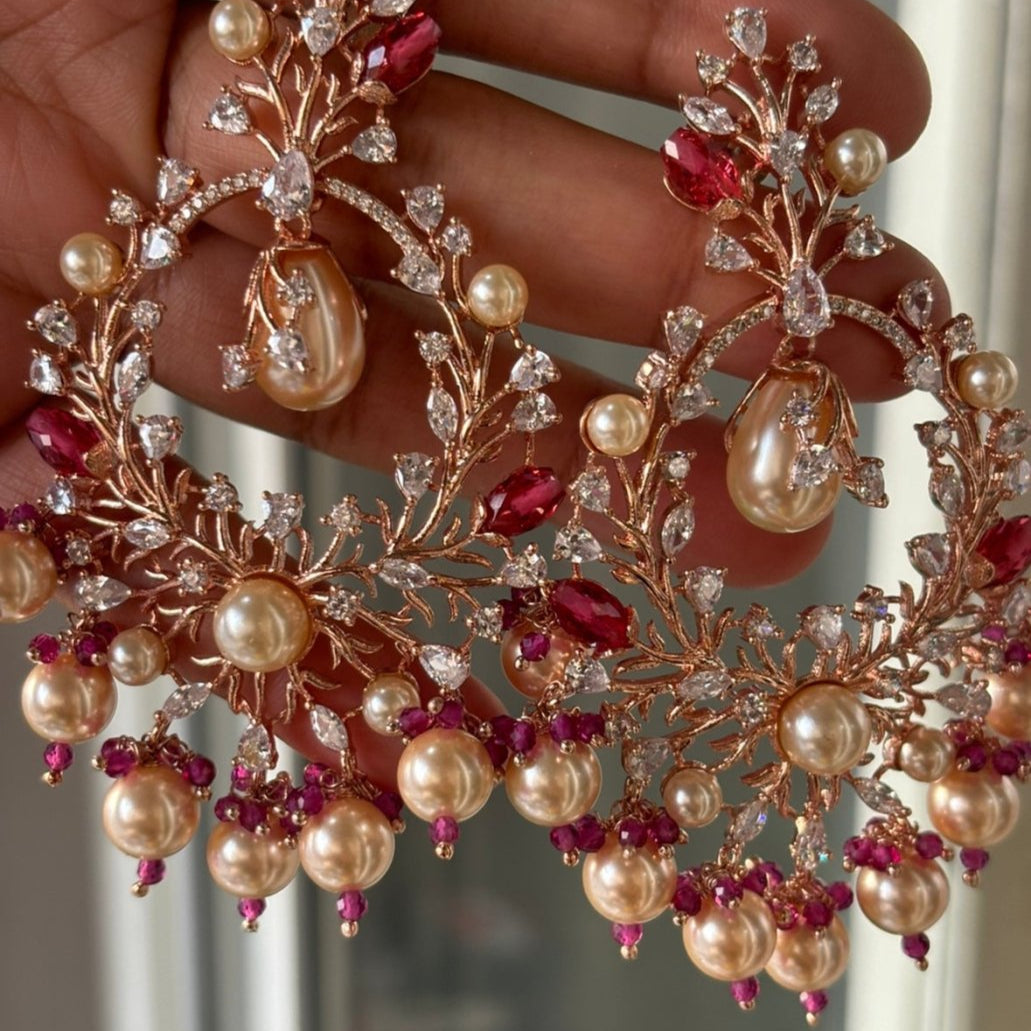 Verdant Elegance Pearl Chandeliers - MR Jewels