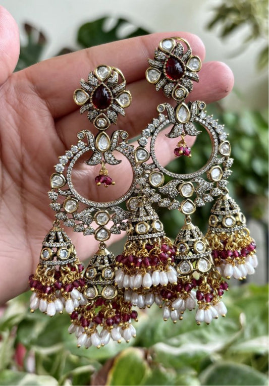 Victorian polish chaandbali Jhumka Earrings - MR Jewels