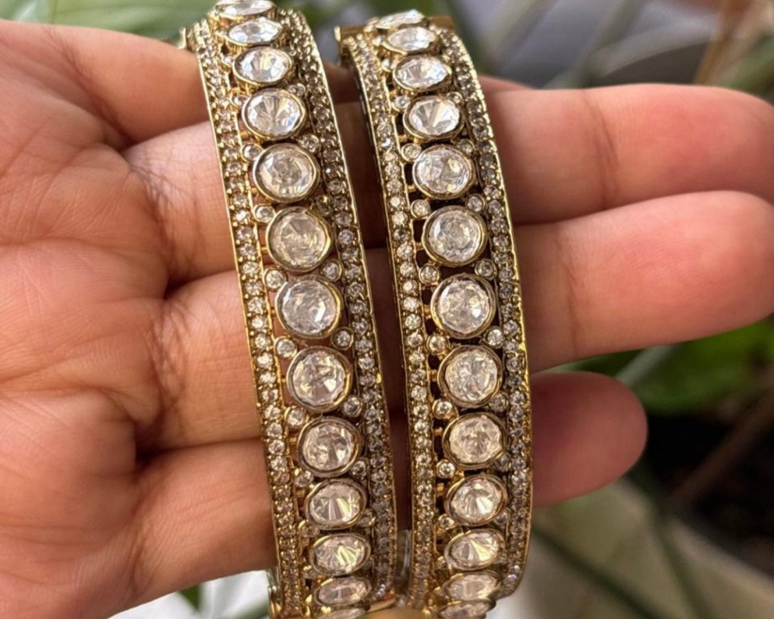 Victorian Polish Moissanite Bangles - MR Jewels