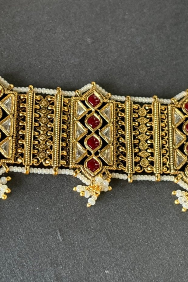 Vilandi chaandan har concept avrika Choker set with matching jhumki - MR Jewels