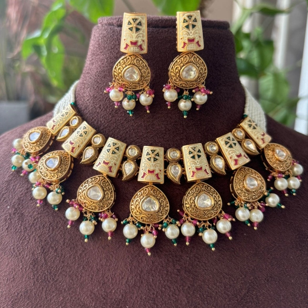 Vintage Bikaneri Enamel Jewelry Set - MR Jewels