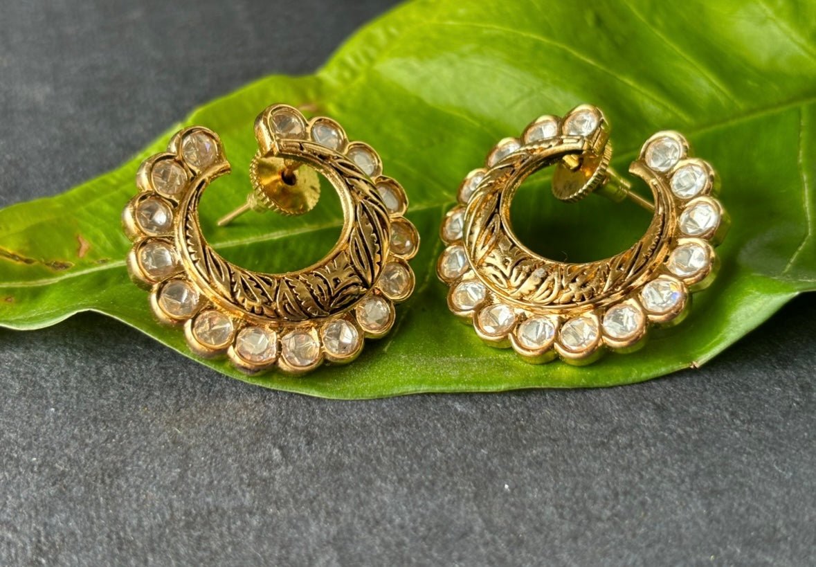 Vintage Kundan Antique Spiral Earrings - MR Jewels