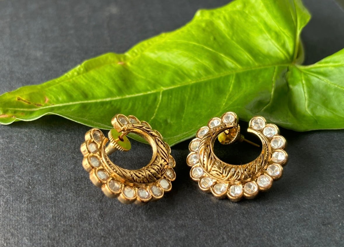 Vintage Kundan Antique Spiral Earrings - MR Jewels