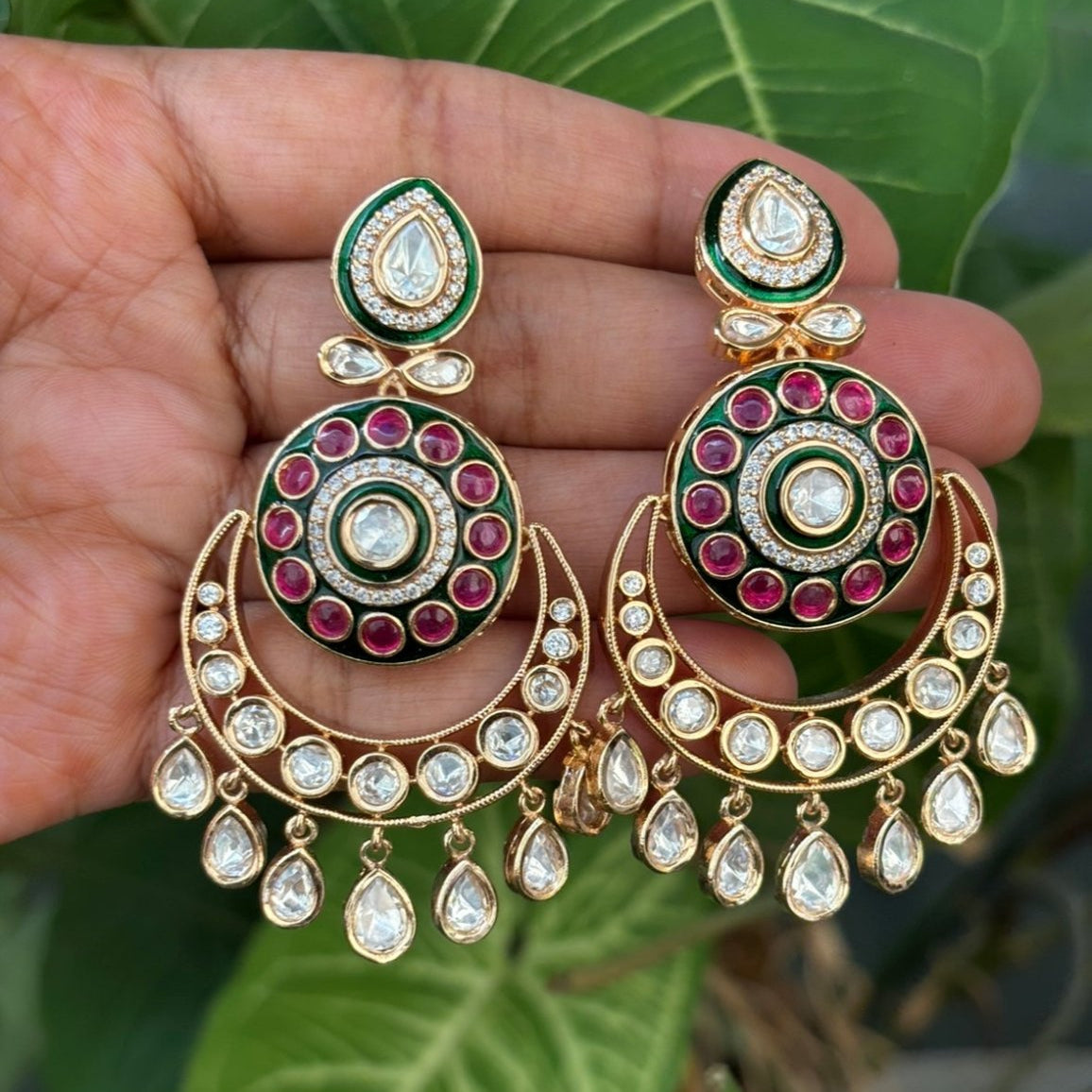 Vintage Meenakari Crescent Chaandbali - MR Jewels