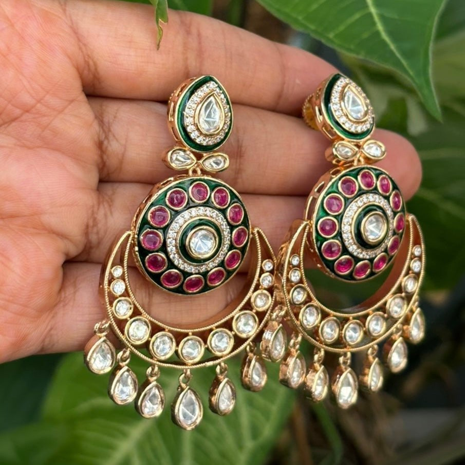 Vintage Meenakari Crescent Chaandbali - MR Jewels