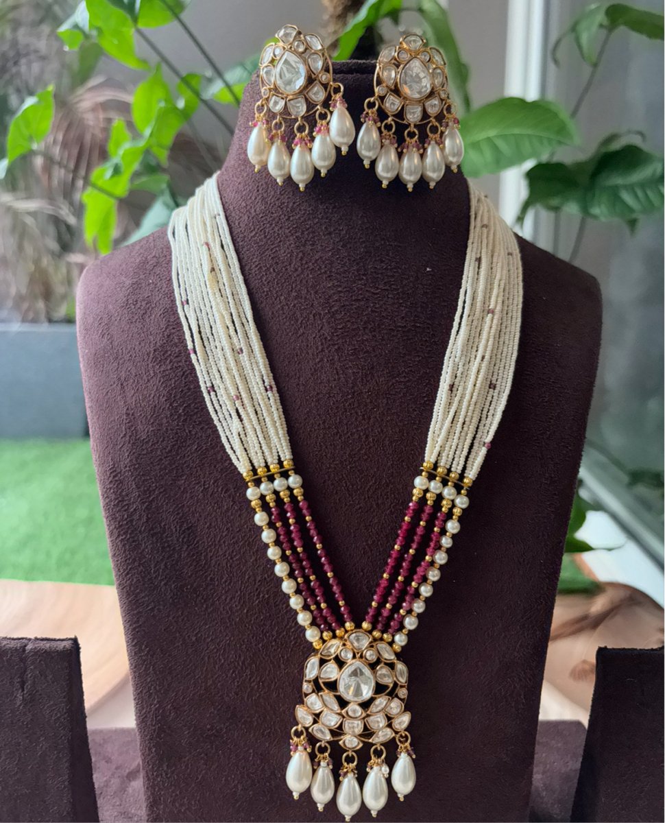 White Beads Kundan Pearl Necklace Set - MR Jewels