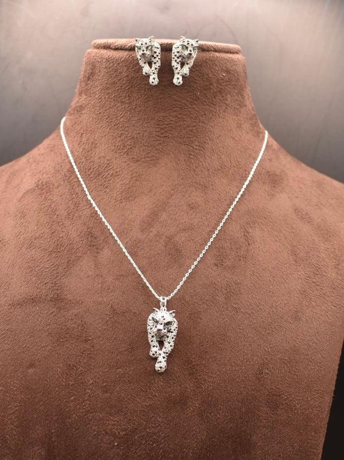 White Panther Silver Plated Pendant Set - Gifts for her - MR Jewels