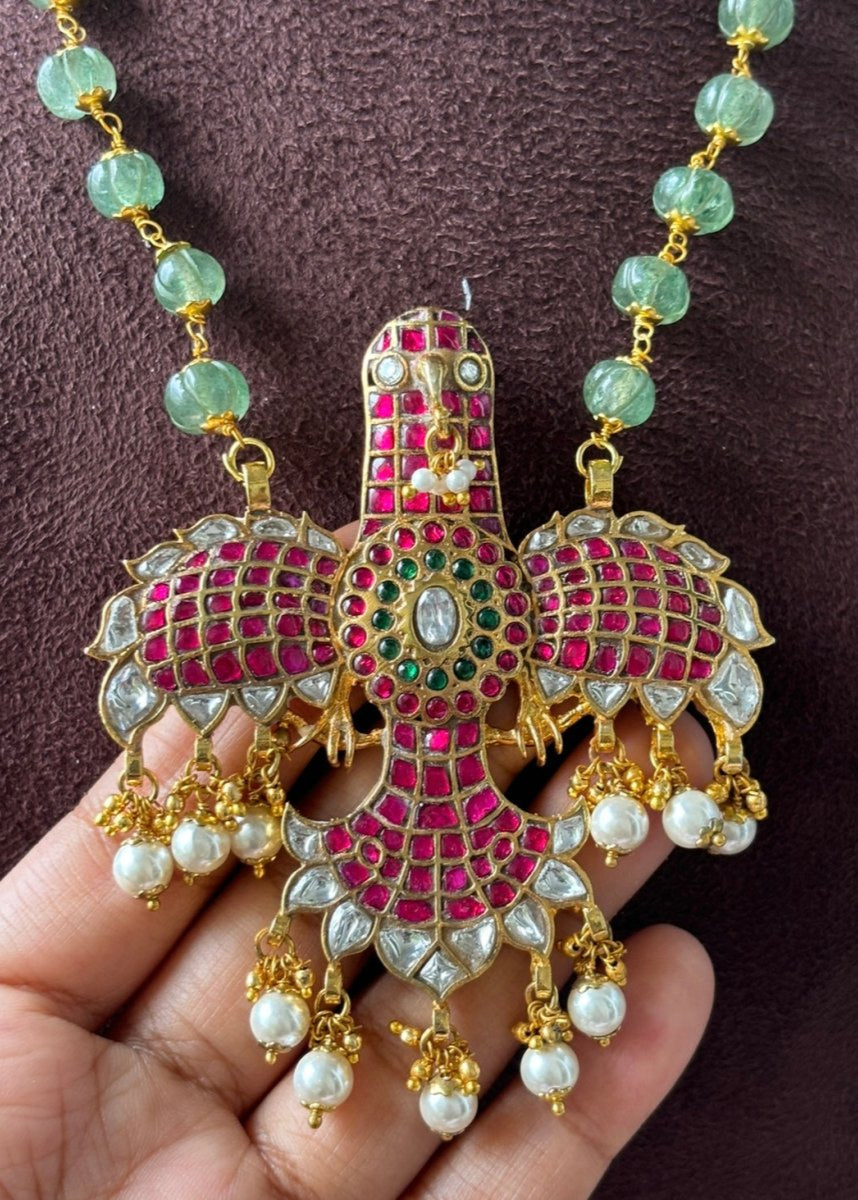 Wings of Valor Eagle jadau pachi kundan Necklace - MR Jewels