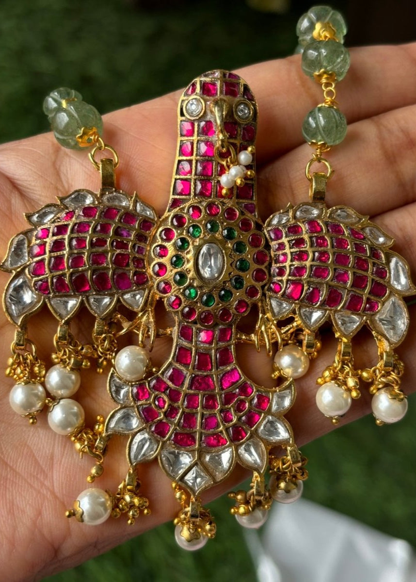 Wings of Valor Eagle jadau pachi kundan Necklace - MR Jewels