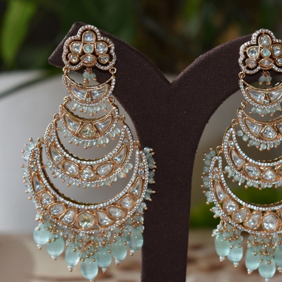 Zoya Kundan Pearl Chaandbali Earrings - MR Jewels