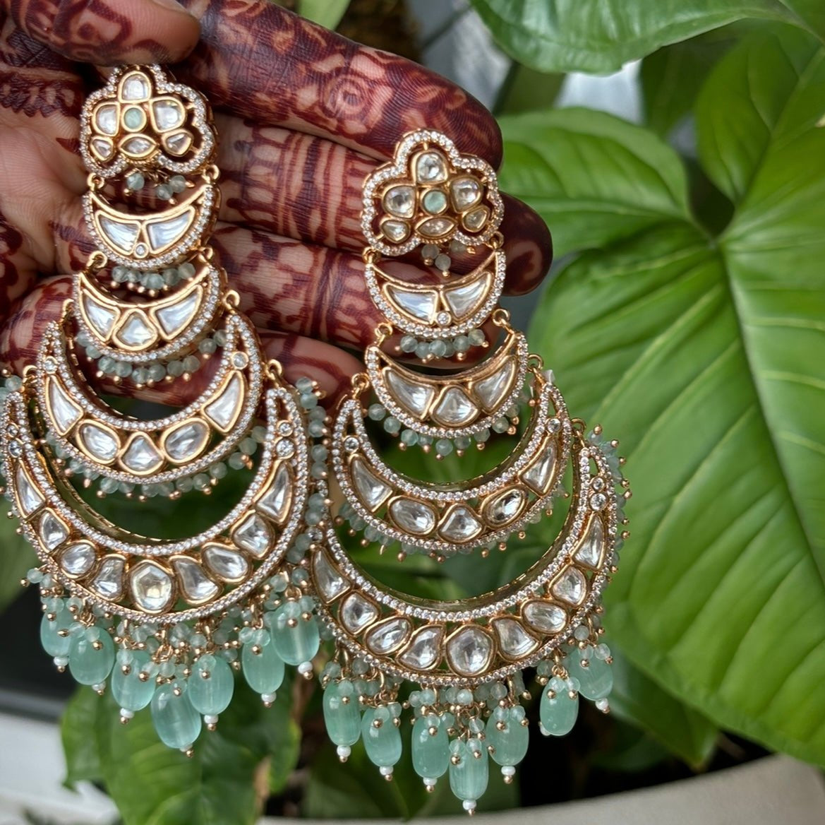 Zoya Kundan Pearl Chaandbali Earrings - MR Jewels