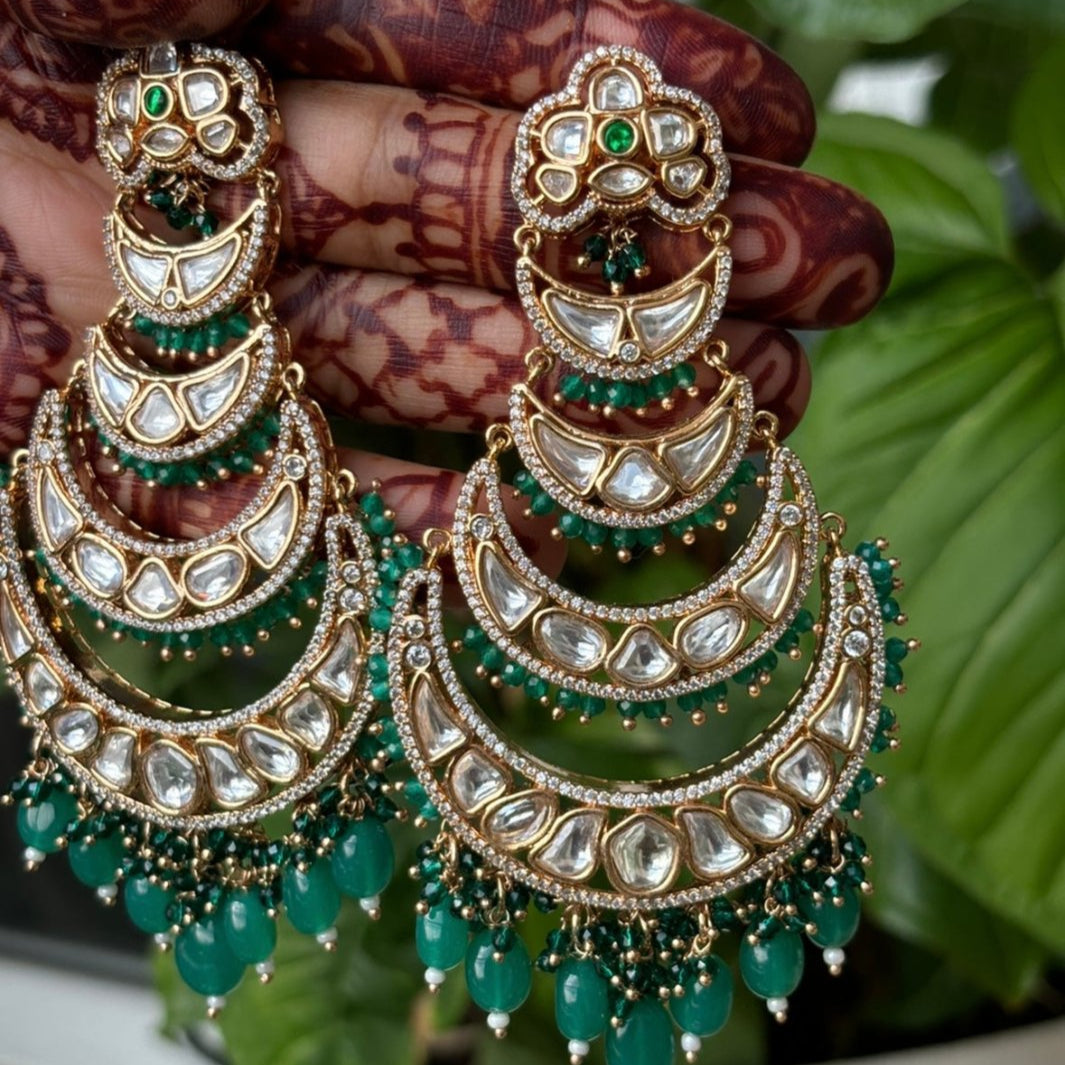 Zoya Kundan Pearl Chaandbali Earrings - MR Jewels
